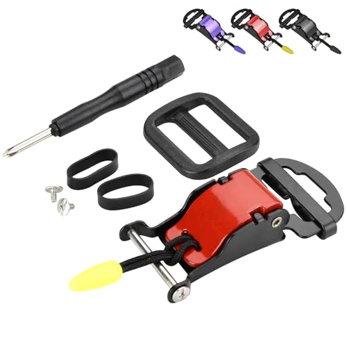 Lamborsafe Helmet Quick Release Buckle Kit, Motorcycle Helmet Chin Strap Clip for Full Face, 3/4, Half Helmets with D-Rings, Fast Release Fasteners Made by Safe Ratcheted Stainless Steel(Red)