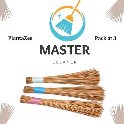 Image of PlantaZee Coconut Fiber Broomstick for Wet Floor, Garden, Outdoor Cleaning Brooms Pack of 3