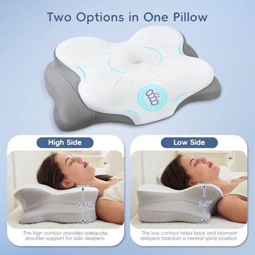 Fyova Cervical Neck Pillow, Ergonomic Memory Foam Pillows for Neck Pain Relief with Breathable Pillowcase, Contour Neck Support Pillow for Side Back Stomach Sleepers, Odorless - 3
