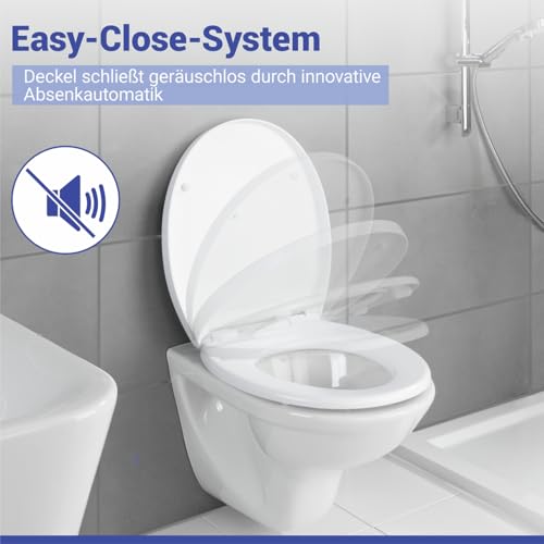 WENKO WC-Sitz Mod. Crevada DuroUnbreakable, belastbar bis 1500 kg, bruchfest und strapazierfähig, mit Easy-Close Absenkautomatik, inkl. Mikrofasertuch, 39 x 45,5 cm, Weiß