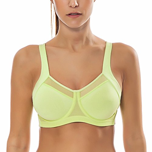 SYROKAN High Impact Sports Bras for Women High Support Unlined Underwire Racerback No Uniboob Workout Bra Green - New 36D