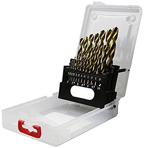 Slscyx 19Pcs Hss Drill Bit for Metal Titanium Coated High Speed Steel Drilling Bits Set 1.0~10Mm Power Tools Accessories