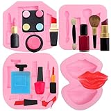Makeup Chocolate Silicone Molds 4 Pcs, Kiss Lipstick Perfume High Heels Mold Fondant for Cake Decoration Candy Cupcake Topper Polymer Clay Crafts Cosmetic Mold