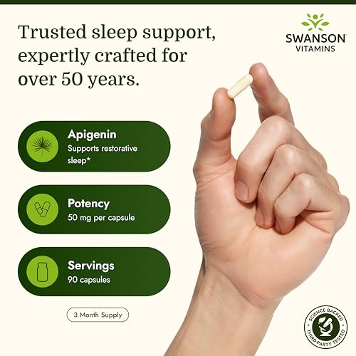 Swanson Apigenin – Sleep and Relaxation Supplement – Natural Support – 90 Caps, 50 mg (Packaging may Vary)