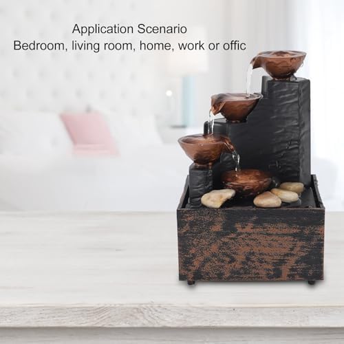 Water Fountains Indoor, USB Mini Fountain Tabletop Water Fountain, Desk Fountain, with LED Lights, for Home Living Room Decorations