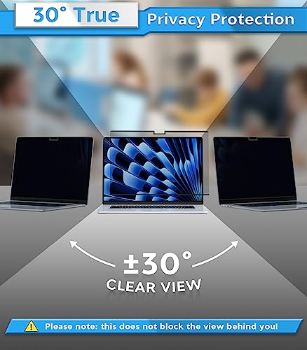 Image of PYS Magnetic Privacy Screen for MacBook Air 15.3 Inch (2025 /2024 /2023, M4, M3, M2 Chip) - Removable Anti-Glare Protector with Camera Cover Slide, Anti-Blue Light Filter for Mac Air 15.3 inch Laptop