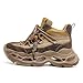 Drikler Women's Chunky Platform Comfort Wedge Walking Shoes Fashion Lace Up Casual Non-Slip Running Shoes Brown