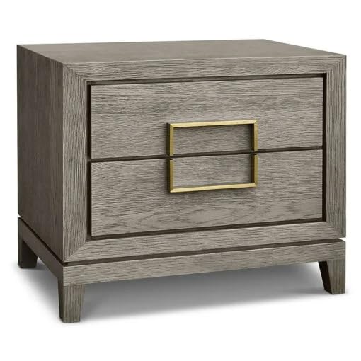 Levon Artisan Modern Grey Taupe Oak Bedside Table with 2 Drawers Contemporary Nightstand with Gold Handle Wooden Bedroom Cabinet-image-45