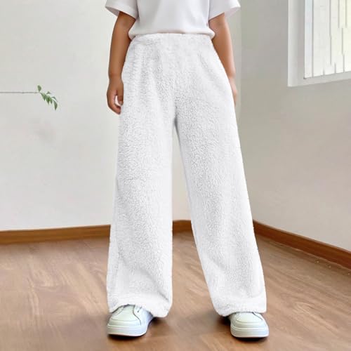 Unisex Kids Fuzzy Fleece Pants Wide Leg Soft Cozy Fluffy Casual Pants Elastic Waist Winter Warm Plush Sweatpants2