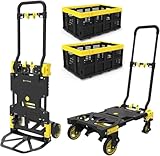 🌟Capacité de Chargement du Cariot Entièrement déplié comme un chariot plate-forme, le chariot a une capacité de charge allant jusqu'à 137 kilogrammes. Il est donc parfait pour transporter bois lourds, de grandes boîtes à outils et des équipements de construction plus lourds.