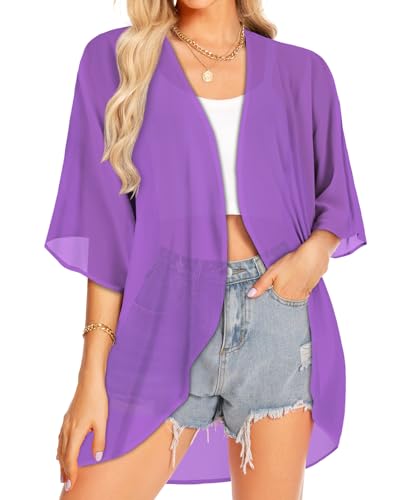 Image of Women Kimono Cardigans Casual Summer Tops Cover up Open Front Floral Print Resort Wear 2026