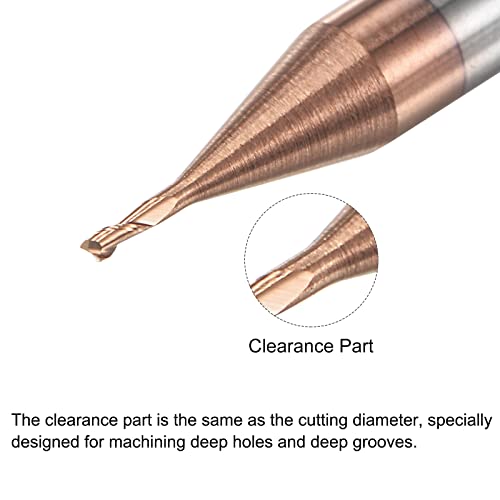 Image of uxcell Square Nose End Mill, 0.8mm Solid Carbide AlTiSin Coated Long Reach CNC Router Bits 2 Flutes Milling Cutter with Extended Neck, 4mm Cutting Length 4mm Shank