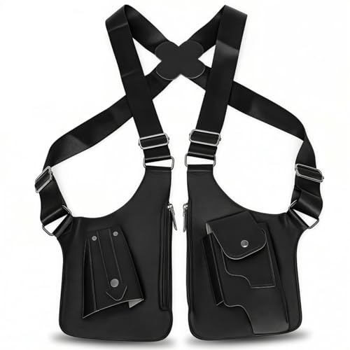 Image of GUSTAVE Chest Bag for Men Women Black Tactical Vest Bag Waterproof Multi-pockets Adjustable Rig Bag for Running, Cycling, Sports, Workouts, Outdoor