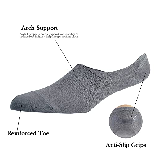 Image of JORMATT 6 Pairs Mens No Show Socks Comfort Cotton Invisible Low Cut Socks Non-Slip 6-10 /10-13