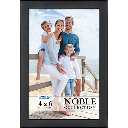 Icona Bay 4X6 Black Picture Frame, Modern Professional Frame, Noble Collection #TOP22