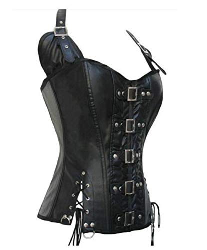KUOSE Damen Vollbrust Lackleder Korsett Corsagentop Bustier Korsage Shirt – Bild 3