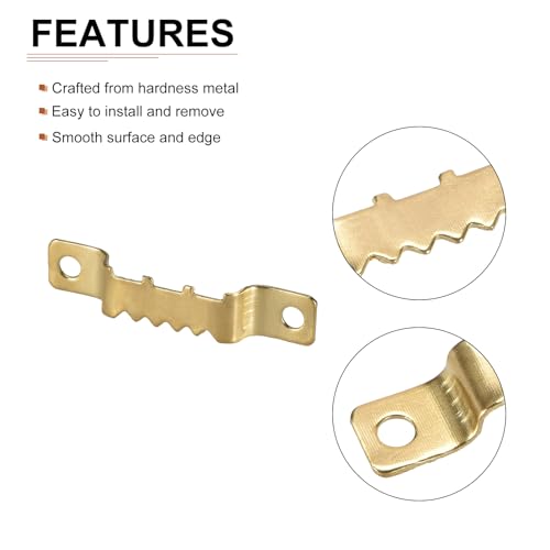 Image of DTGN 42mm Metal Saw Tooth Picture Photo Frame Hanger Clips - 20 Pcs - Clocks Paintings - Hanging Photo Frames - Golden