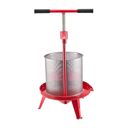 Foto von VEVOR Obstweinpresse Obstmühle Apfelmühle (14 L), Edelstahlkorb mit dreieckiger Struktur, manueller Entsafter, manuelles Mahlwerk, Apfelweinpresse Traubenpresse mit T-Griff für Küche Zuhause