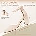 IDIFU Nude Heels Pumps High Chunky Block Closed Toe Heels for Women Dressy Wedding Bride Homecoming Party Prom Work Shoes Comfortable Ankle Strap Round Toe Dress Shoes(Nude Nubuck, 10)