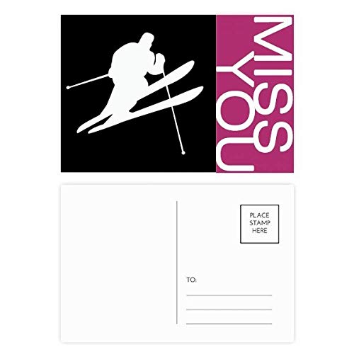 Cartes postales ski multicolore 20 pièces pour cadeaux