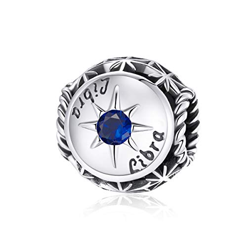 Image of 12 Constellation Charms 925 Sterling Silver Crystal Zircon Charms Family and Friends' Birthday Charm Birthstone Charms for Women Bracelets