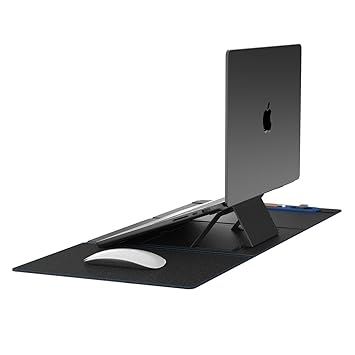 DailyObjects Morph Foldable Desk Mat with Laptop Stand | Large Premium Vegan Leather | Work from Home Solution for Laptop Keyboard and Mouse| Anti-Skid| Anti-Slip| Water Resistant, Scratch Resistant - image, photos