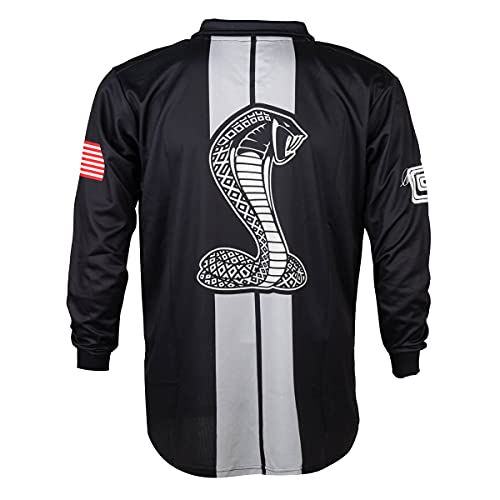 Shelby American Black Two Stripe 1/4 Zip Long Sleeve Pullover | Performance, Quick Dry, Moisture Wicking Fabric | Licensedd2