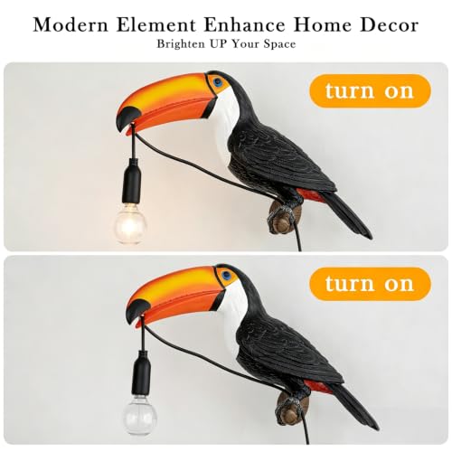Image of NorDiem Right Toucan Plug-in Wall Sconce,Resin Bird E12 Bulb,Boho Decor