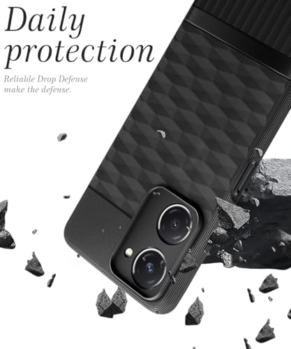 Image of WOW IMAGINE Back Cover for iQOO Z9 Lite | Vivo T3 Lite 5G | Y18t | Y18 | Y18e | Y03 | Y28s | Y37 with Hexa Cube Design | Inner Velvet Fabric | Matte Silicone Flexible Case | Camera Protection - Black