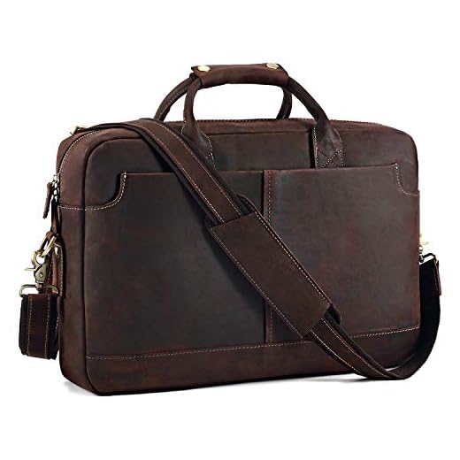 Kattee Vintage Genuine Leather 15.6" Laptop Briefcase Messenger Bag Coffee