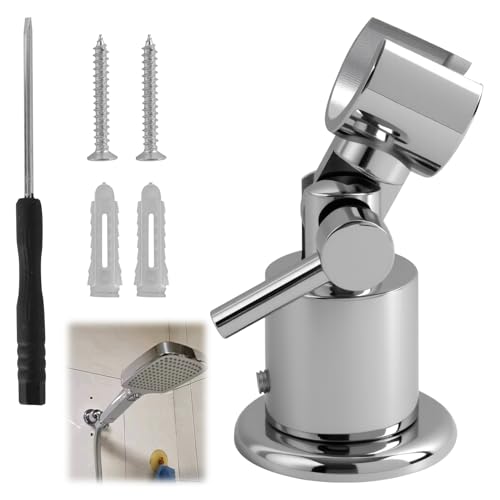 Support Pommeau de Douche en Métal Réglable à 180 Degrés – Fixation Universelle pour Pommeau de Douche, Support Murale Robuste en Acier Chromé,...