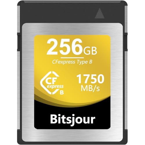 Bitsjour CFexpress Tipo B 256GB, Raw 4K 8K Vídeo y Fotos, Tarjeta de Memoria CF Express Type B para Cámaras DSLR Videocámaras, para Canon EOS R3/R5/R5C, para Nikon Z6/Z7/Z9/D5/D6