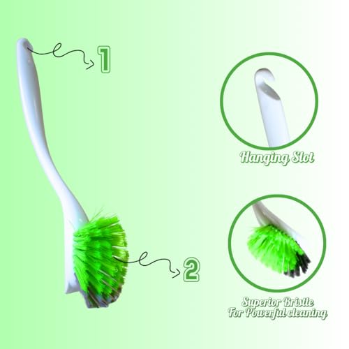 Image of KWEL Kitchen Cleaning Brush for Dishwashing, Sink & Wash Basin | Multipurpose Plastic Scrubber Brush | Multicolor (Pack of 2)