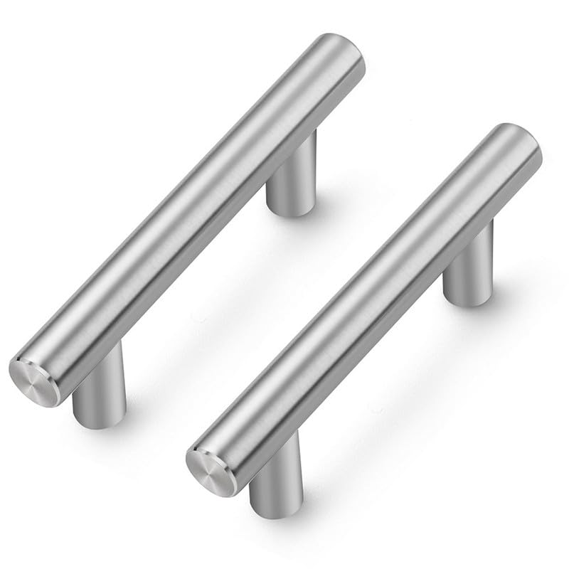 Ravinte Pack of 10 Silver Furniture Handles, T Bar Handles for Kitchen Cabinets 64 mm Hole Centre, Cabinet Handles