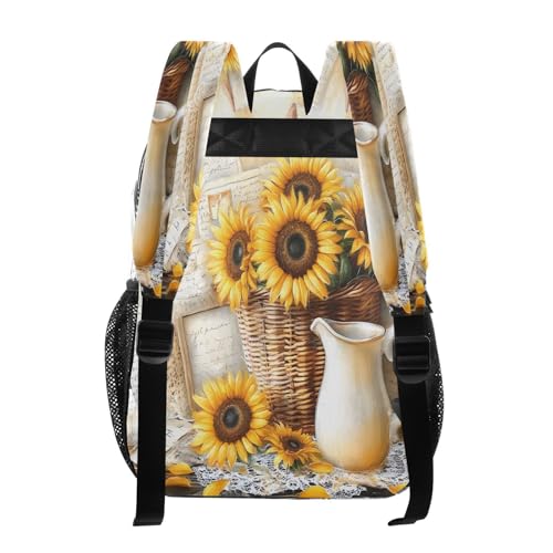 Vintage Sunflower Vase Clear Backpack Heavy Duty See Through Transparent PVC BookBag for Kids Boy Girl School Work3