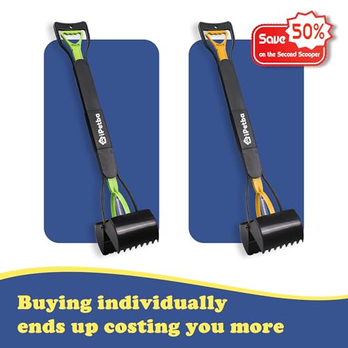 Image of 32 inch Pooper Scooper for Large Dogs 2-Pack - Long Handle Dog Poop Scooper for Yard, No Bending Save Back, Ease of Pickup, Grass Friendly, Sturdiness