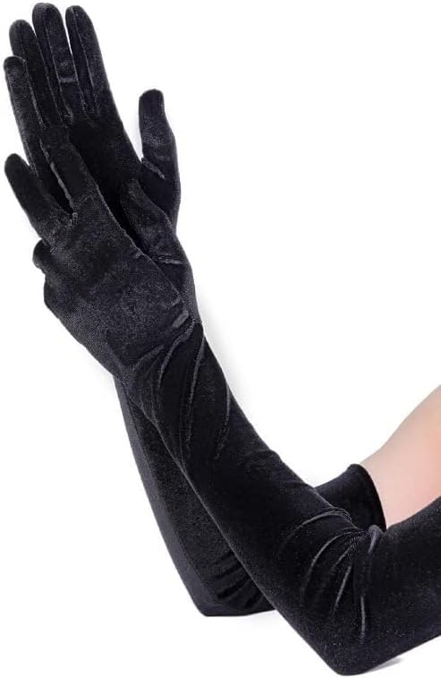 Mealah Womens Long Opera Velvet Party Gloves 1920s Flapper Elbow Banquet Gloves
