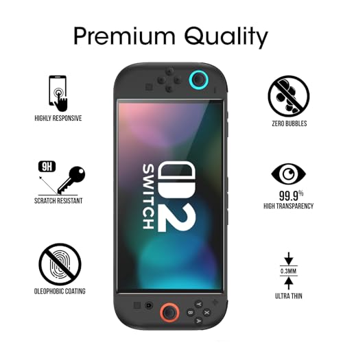 amFilm Auto-Alignment OneTouch for Nintendo Switch 2 Screen Protector [7.9''] 2025 Tempered Glass, Accessories, 30 seconds Installation, Bubble Free, Anti-Scratch, Touch Sensitive, Ultra-Clear [2Pack] image 4