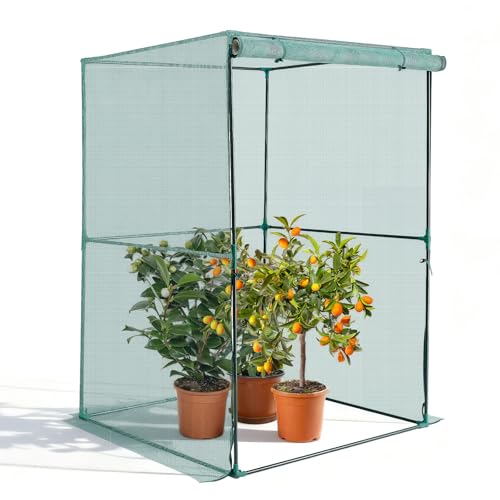 VEVOR Crop Cage 3.9 x 3.9 x 5.9 ft Plant Protection Tent with Zippered Door Wind-Resistant Tall Crop Cage Easy to Install Outdoor Raised Bed Cover Tomato Plant Netting for Garden Patio Lawn