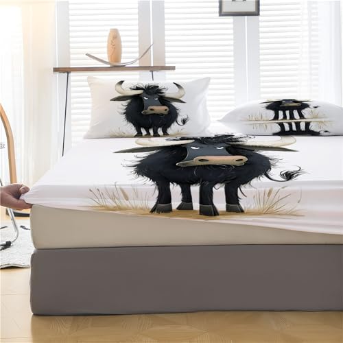 Housse de matelas noir vache 140x200 resistant aux rides