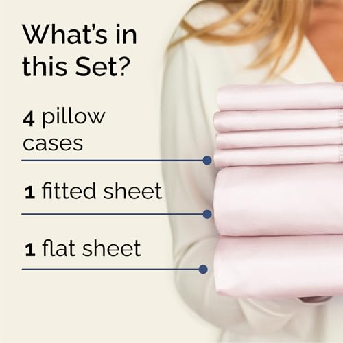 Image of Queen 6 Piece Bed Sheet Set - Breathable & Cooling Sheets - Lavender Pink