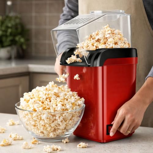 Image of Electric Hot Air Popcorn Maker 1200W | Oil-Free Popper Machine | Healthy & Delicious Snacks for Kids and Adults