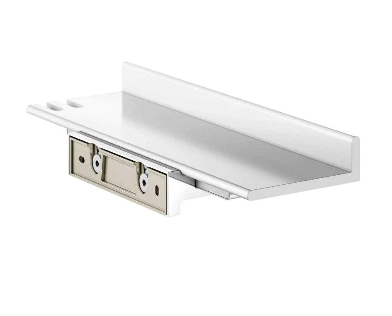 Keuco Reva Repisa de Ducha 35 cm, con Gancho y Extractor, Aluminio Blanco | Made in Germany, extraíble, incl. tornillos y tacos, bandeja ducha para taladrar