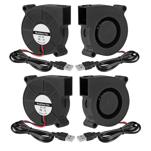 4Pcs 6015 Cooler 5V DC Blower Brushless USB Cooling Fan 60mmx15mm Turbo Blower Fan 2.36 in PC Computer Case Centrifugal Fan for PC CPU Case 3D Printer Cooling