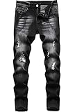 Boy's Skinny Fit Elastic Waist Ripped Distressed Stretch Fashion Washed Denim Jeans Pants,BlackL0045,10