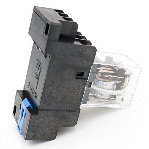 Baomain Electromagnetic Power Relay HH54PL DC 12V Coil 4PDT 14 Pins Green LED Indicator with DYF14A Base