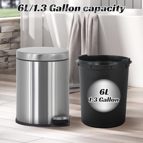 Caneca de basura redonda de acero inoxidable 6L miniatura 5