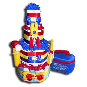 Luiertaart – luiertaart “kleine ambachtslieden” voor jongens, meisjes of neutraal babygeschenk babyshower doop geboorte souvenir