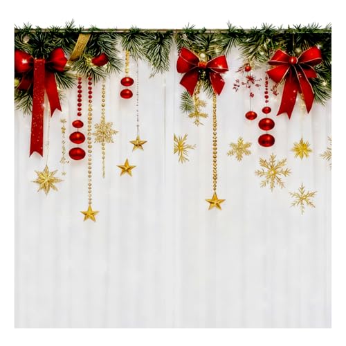 2 Stück Weihnachtsvorhänge - 2D Flachdruck Weihnachtsgardinen Mit Weihnachtsmotiv, Voile Gardinen Vorhänge Fenster, Scheibengardinen, Vorhänge Weihnachten Wohnzimmer (A, 100x140cm)