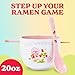 Silver Buffalo Strawberry Shortcake and Custard “A Little Love is All it Takes” Ceramic Ramen Bowl with Chopsticks and Spoon, 20 Ounces